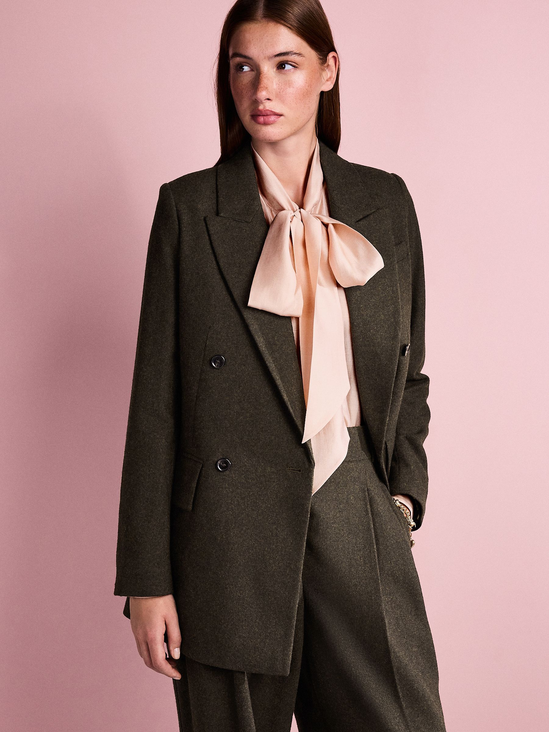 Groen - Tabitha Simmons X Next Wool Blend Double Breasted Blazer