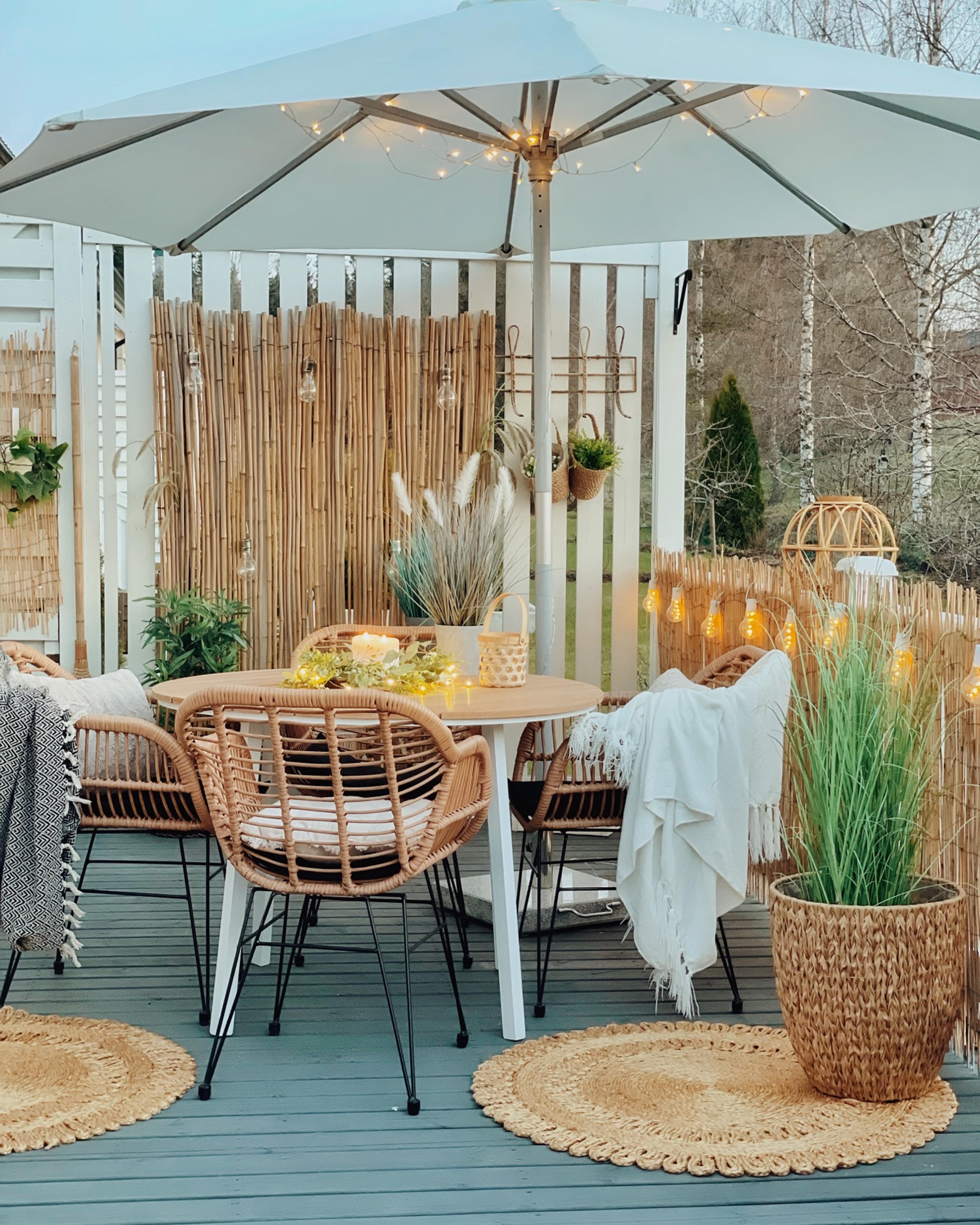 Bistroset met kussens TROPEA II PE rotan Natuurlijk