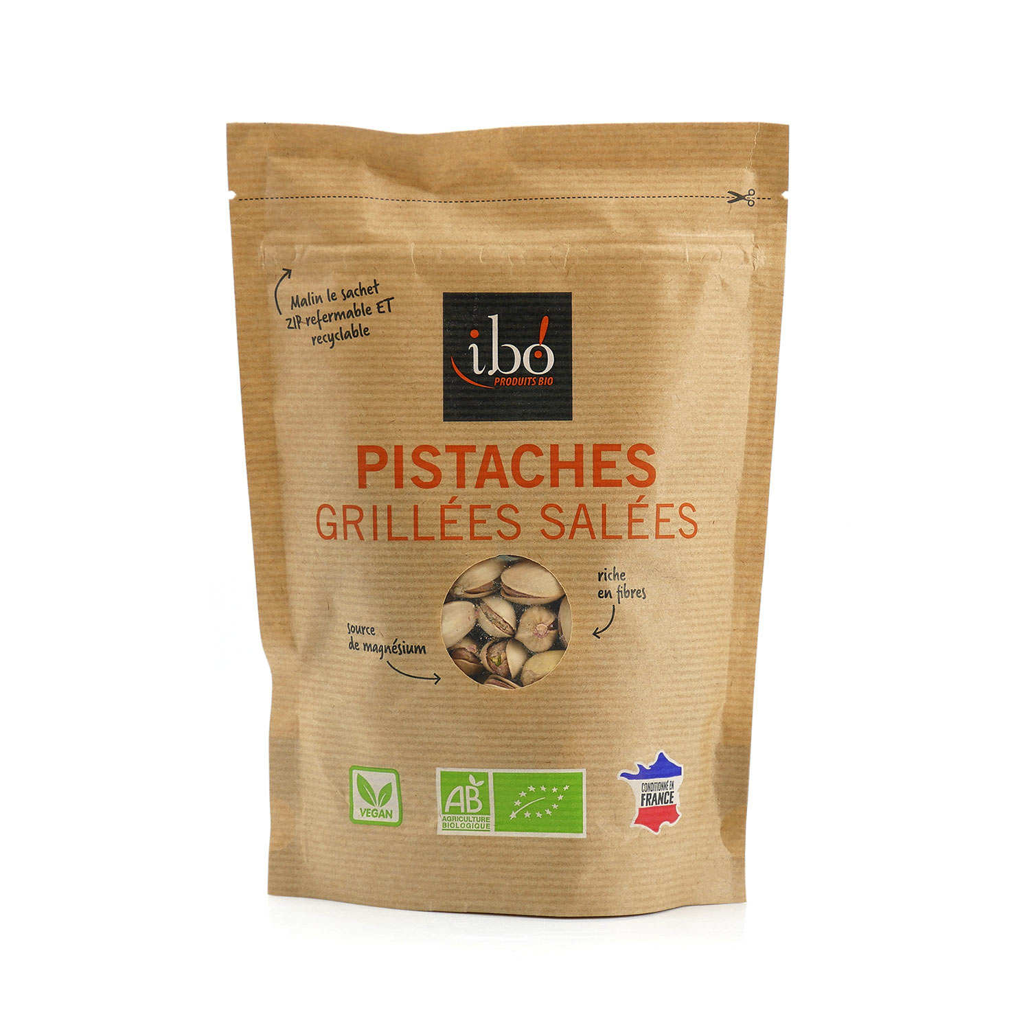 Pistaches bio grillées et salées avec coque