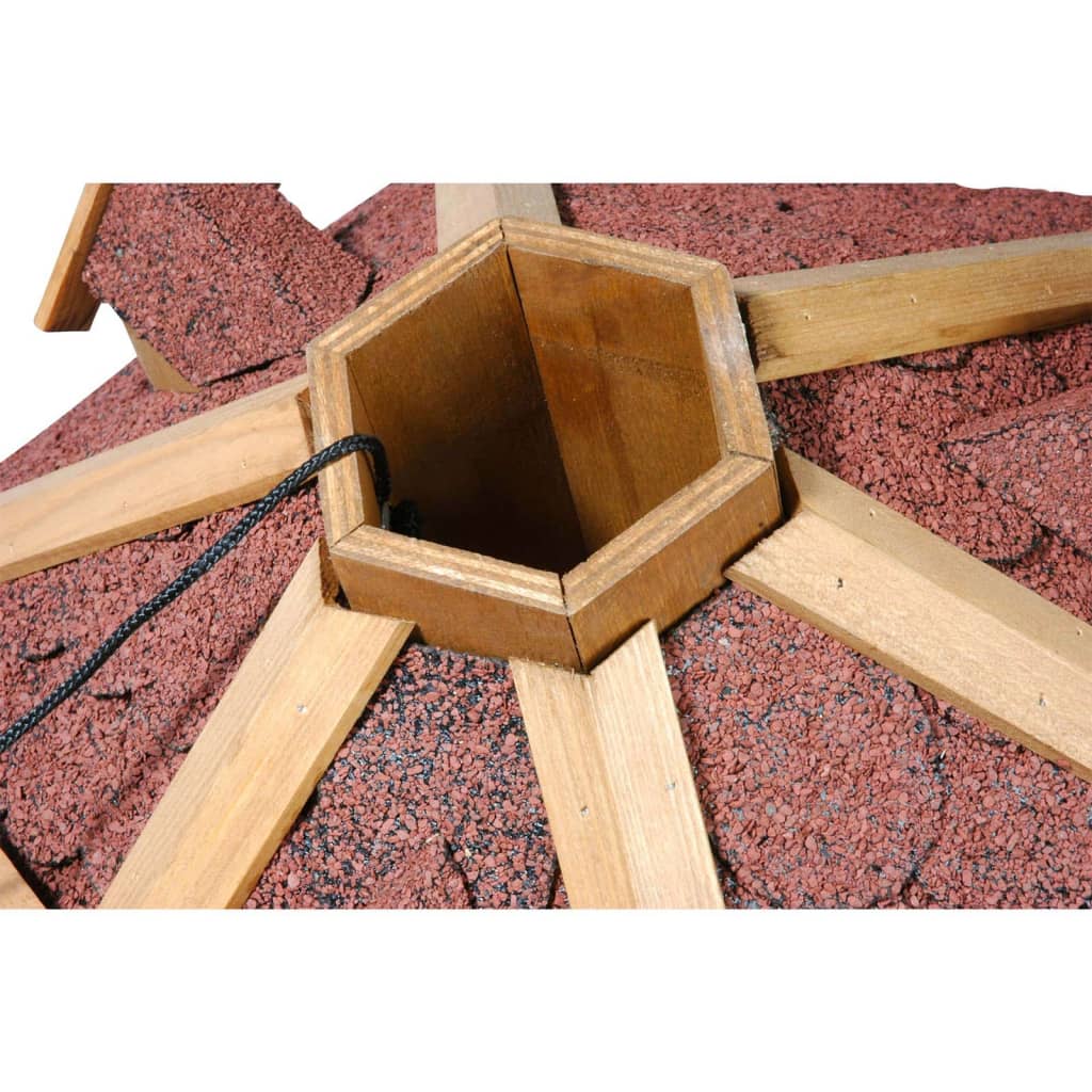 Maison à oiseaux hexagonale naturel et rouge
