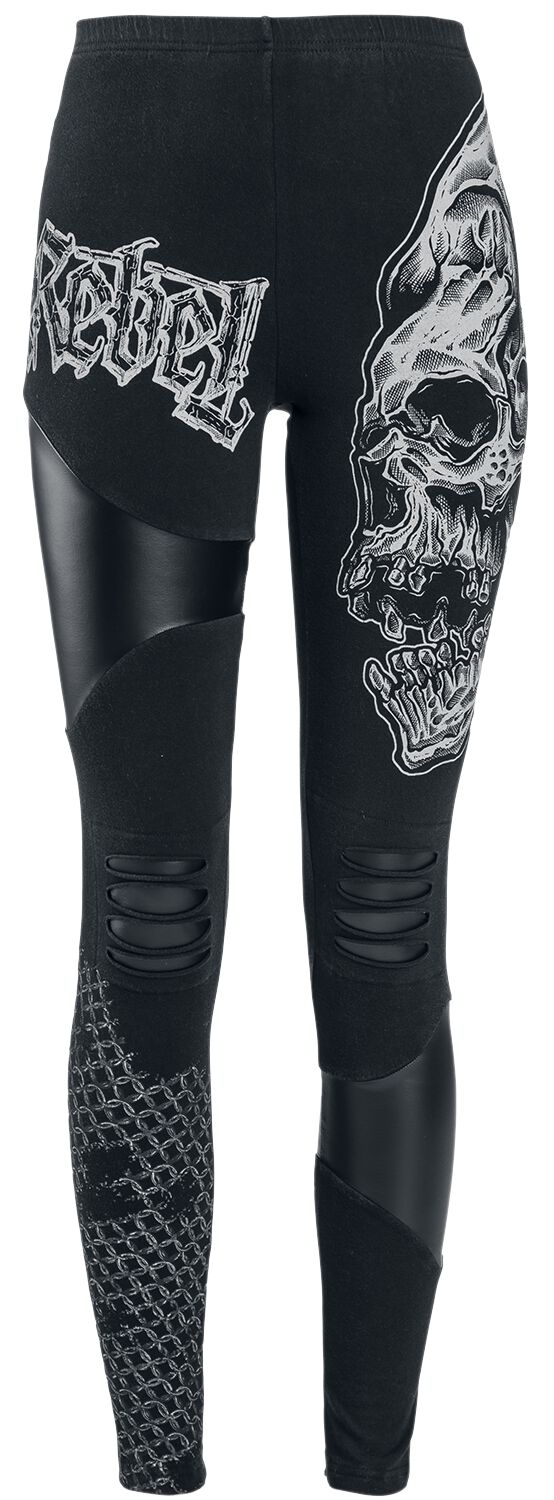 Leggings Avec Imprimés, Découpes et Empiècements en Simili-Cuir | Rock Rebel by EMP Legging