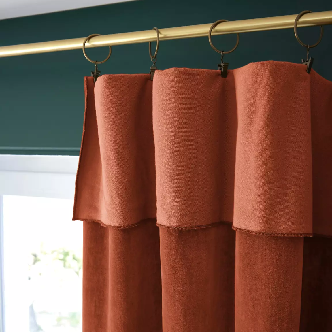 Rideau velours de coton ajustable (140 x max 270 cm) César Terracotta