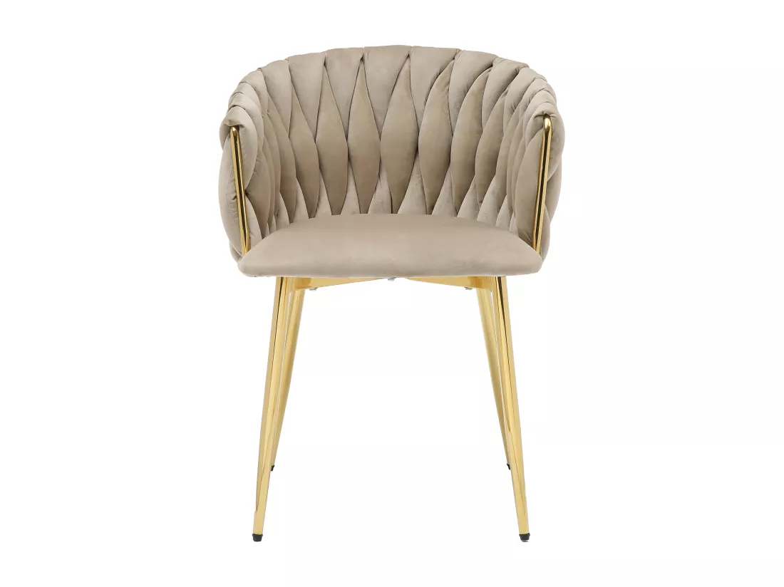 Lot de 6 chaises en velours et métal doré - Beige - ELEGANO