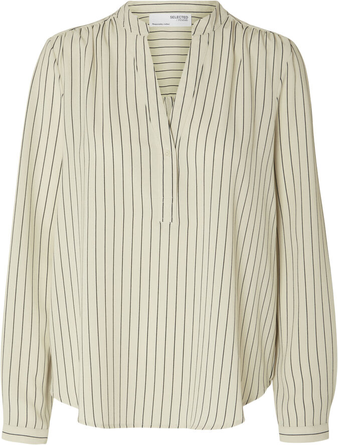 Selected Femme SLFMIVI LS AOP TOP B NOOS Birch/black stripes
