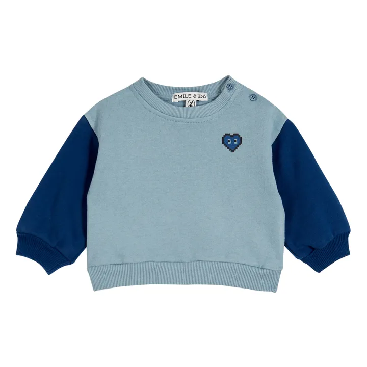 Emile et Ida Sweat Coton Bio Bicolores | Bleu