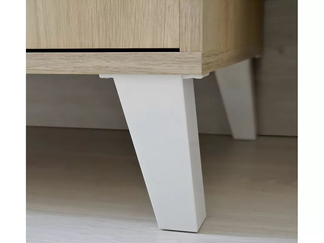 Meuble Vasque 1 porte + 1 tiroir coloris effet bois / blanc - Hauteur 90 x Longueur 82 x Profondeur 47 cm
