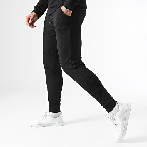 Ensemble Sweat Capuche Et Pantalon Waffle 0663 Noir