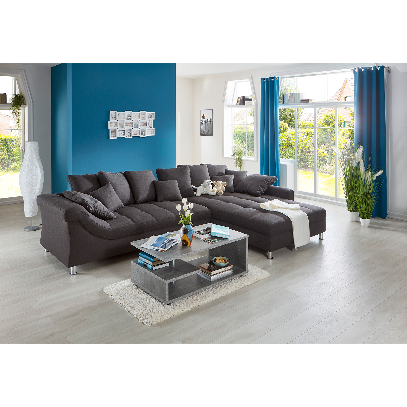 Ecksofa - anthrazit - beidseitig montierbar
