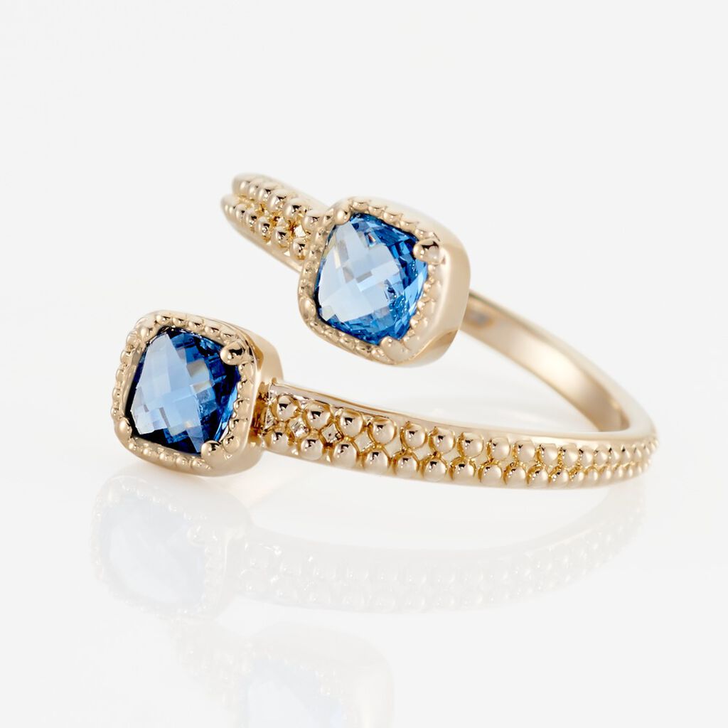 Bague Ilvaae Plaqué Or Pierre Bleue