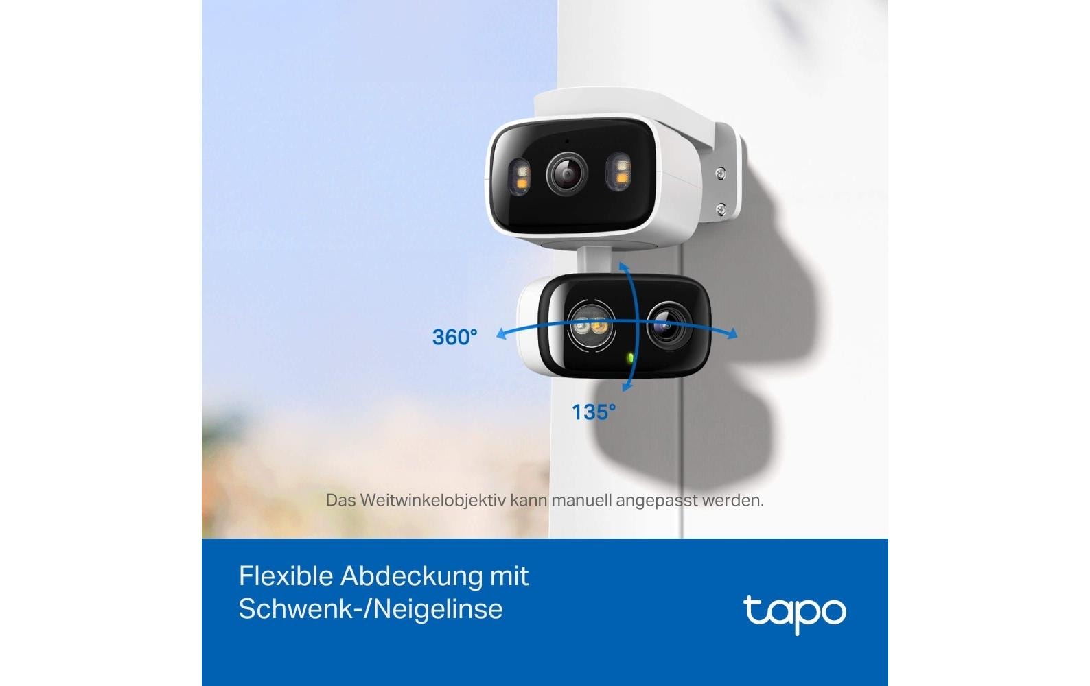 Netzwerkkamera Tapo C246D 2K QHD, 2.4 GHz, 360°Innen-/Aussenbereich Dual-Objektiv Schwenk-/Neige-Sicherheitskamera