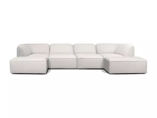 Noor - Pouf pour canapé modulable en tissu bouclette - Écru