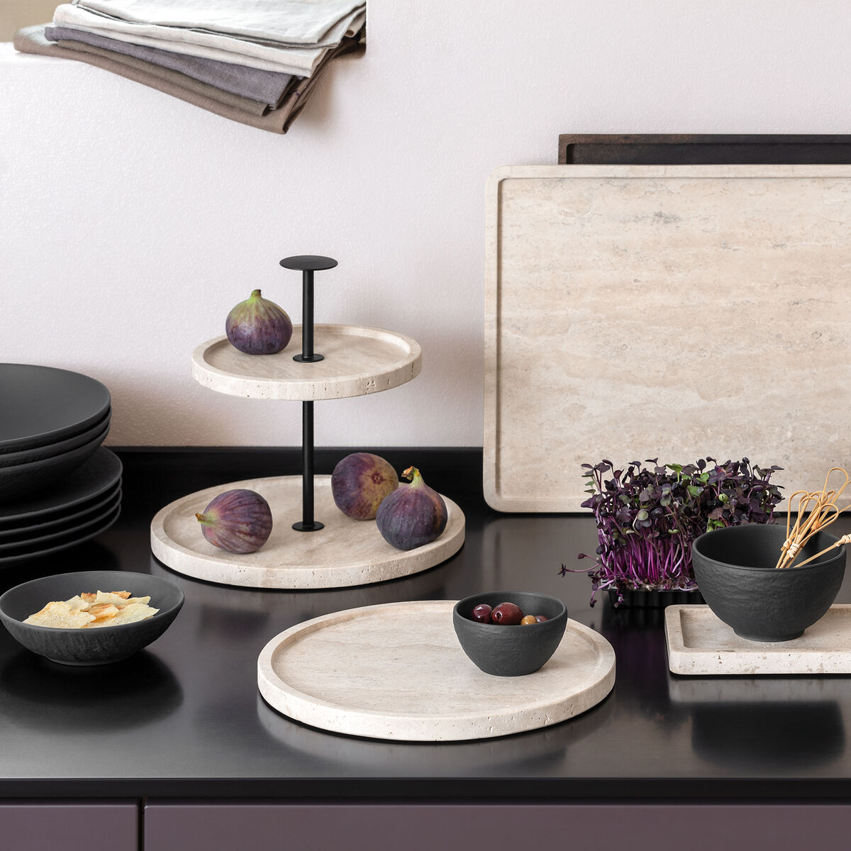 Villeroy & Boch Manufacture Travertine rundt serveringsfat 24,5 cm
