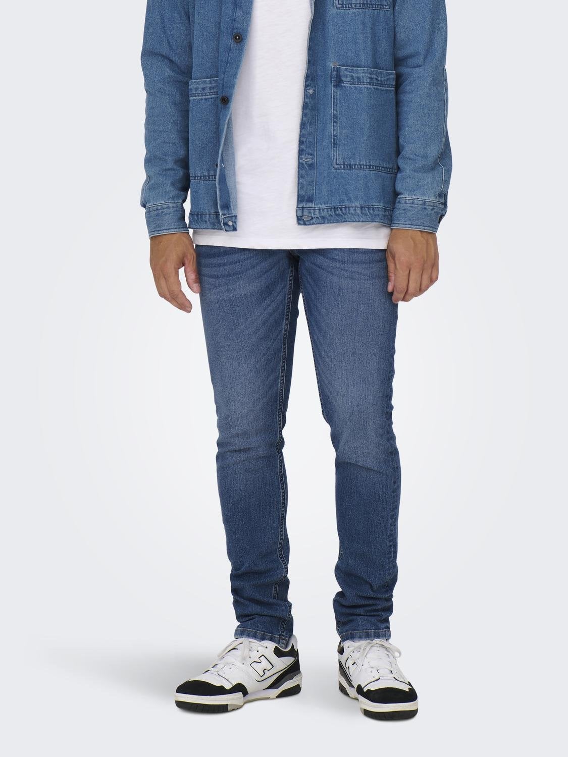ONSLOOM Mid Rise Slim Fit Jeans Light Medium Blue Denim