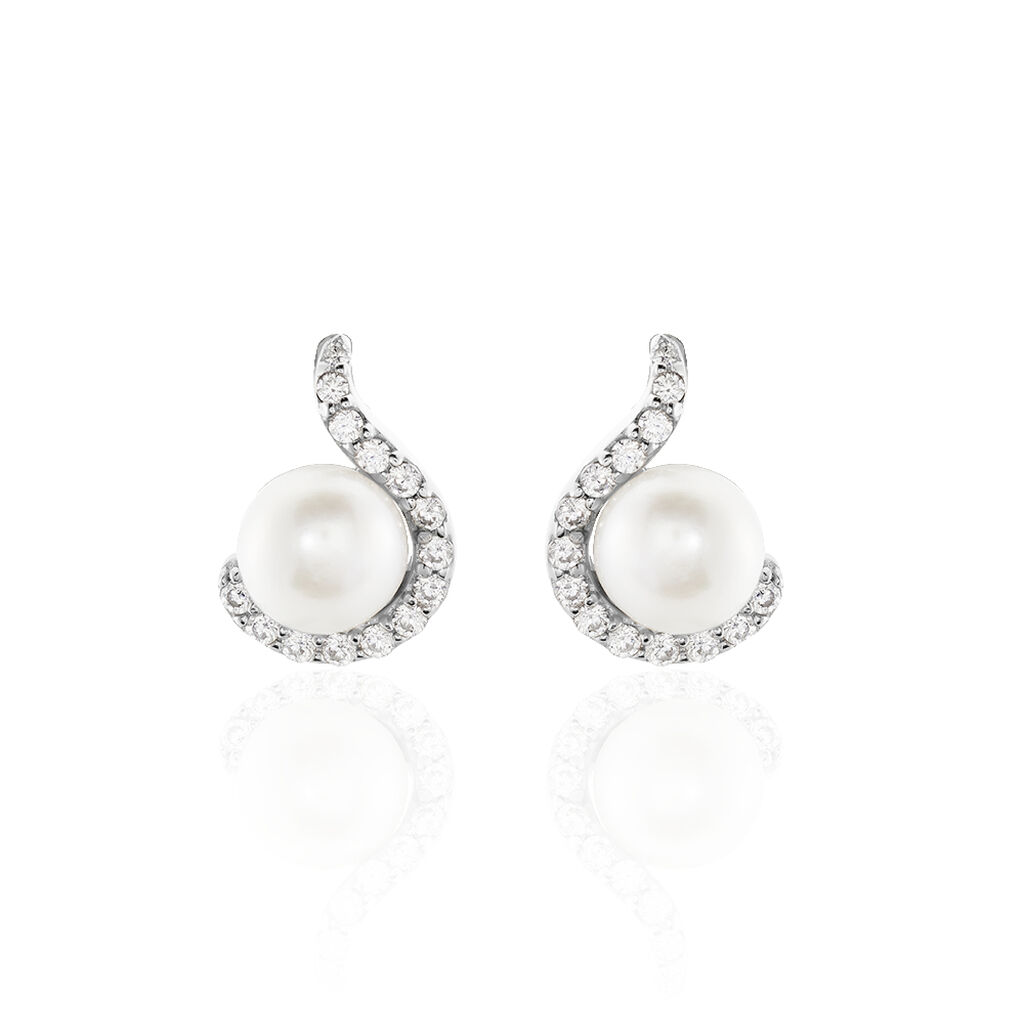 Boucles D'oreilles Pendantes Marsia Argent Blanc Perle De Culture