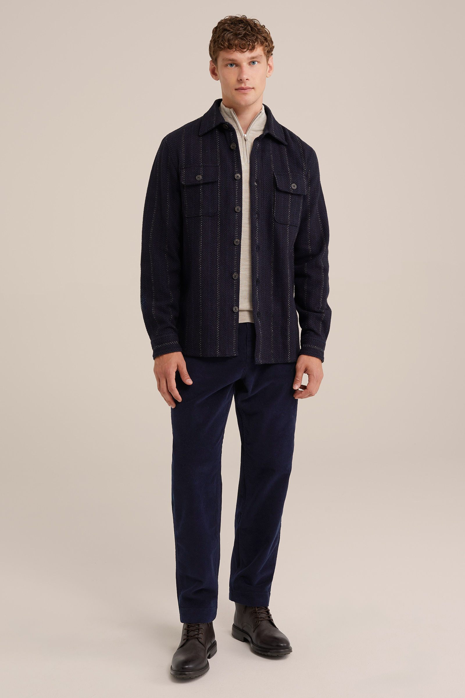 straight fit chino van corduroy Blue Ridge Donkerblauw