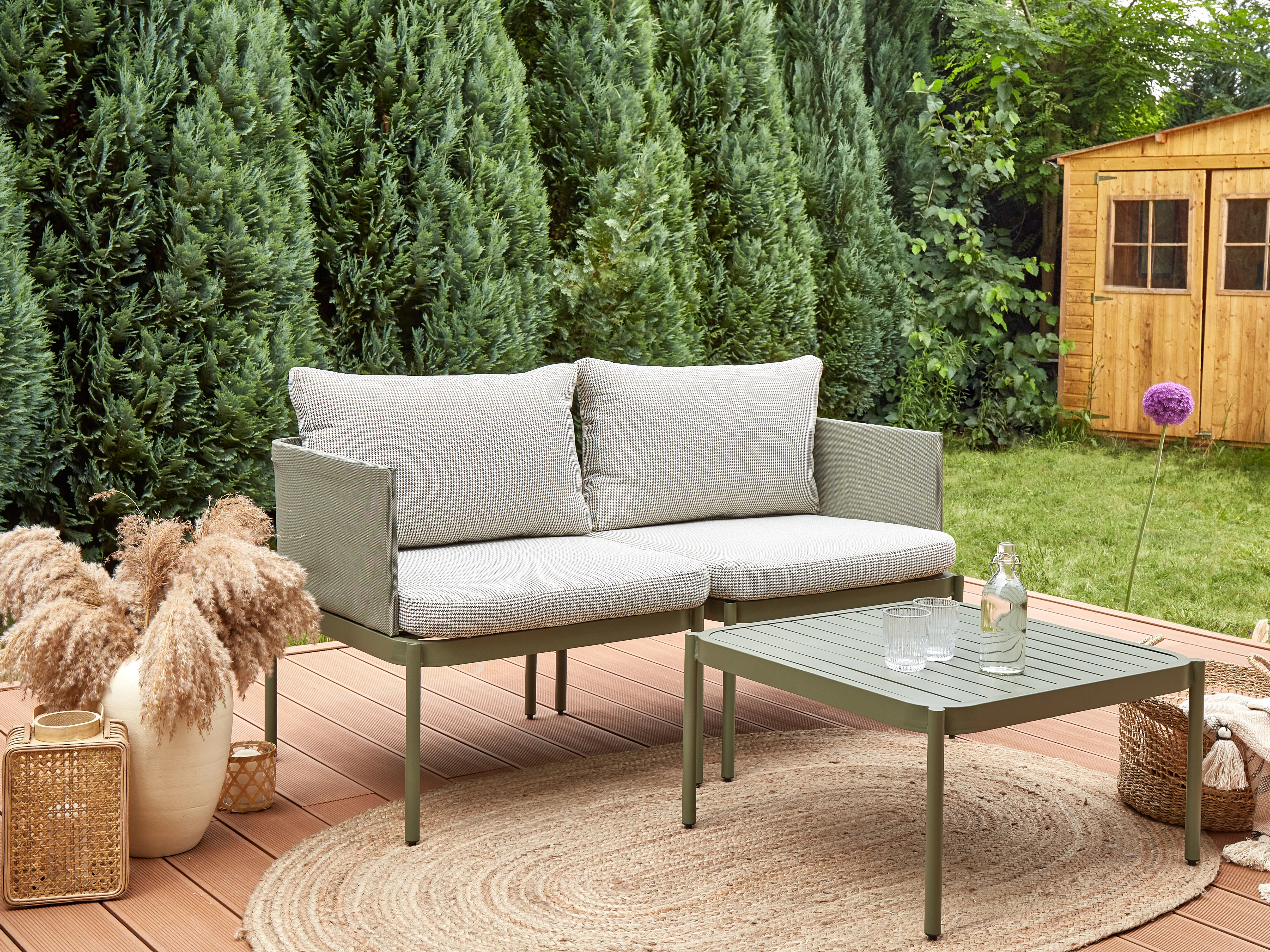 Loungeset met tafel 2-zits TERRACINA Metaal Olijfgroen
