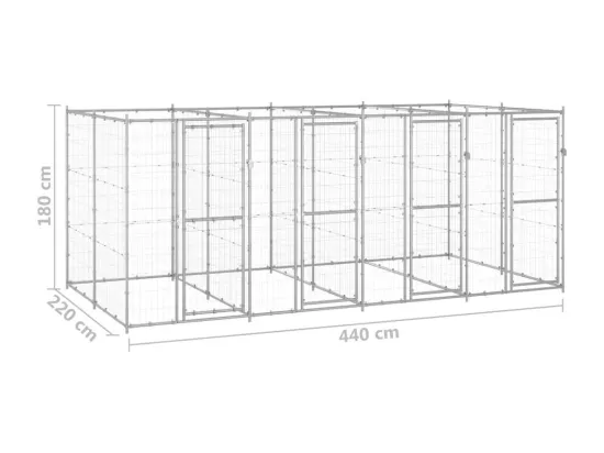 Chenil extérieur cage enclos 440 x 220 x 180 cm 02_0000430
