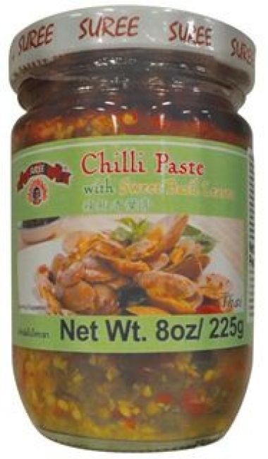 Suree Chilipasta met zoete Basilicumblaadjes 225g