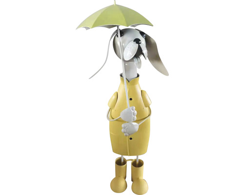 Lafiora decoratief beeldje, konijn in de regen, 45 cm hoog, metaal, geel