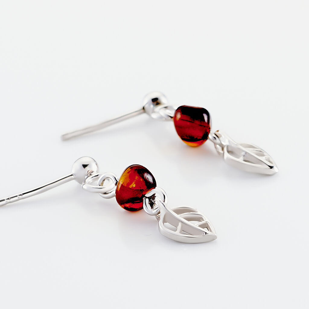 Boucles D'oreilles Pendantes Nolana Argent Blanc Ambre