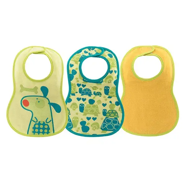 Babadores Decorados Chicco para Refeição +6m Verde - Pacote com 3