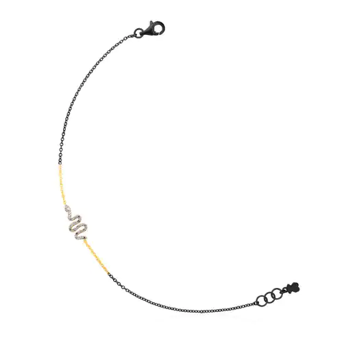 Pulseira Gem Power em ouro e prata com cobra de diamantes
