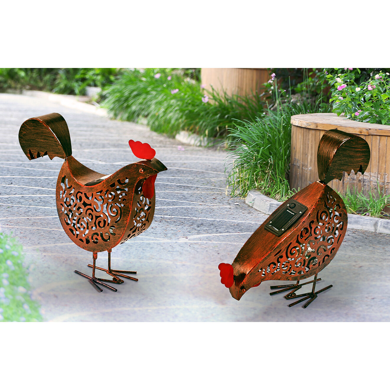 Pratik Garden 2 Poules solaires marron