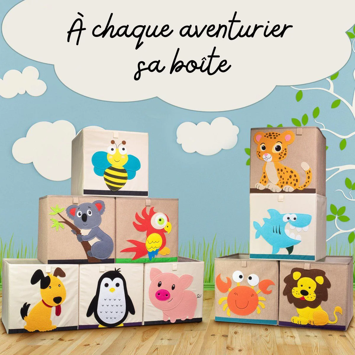 Boîte de rangement en tissu pour enfant 