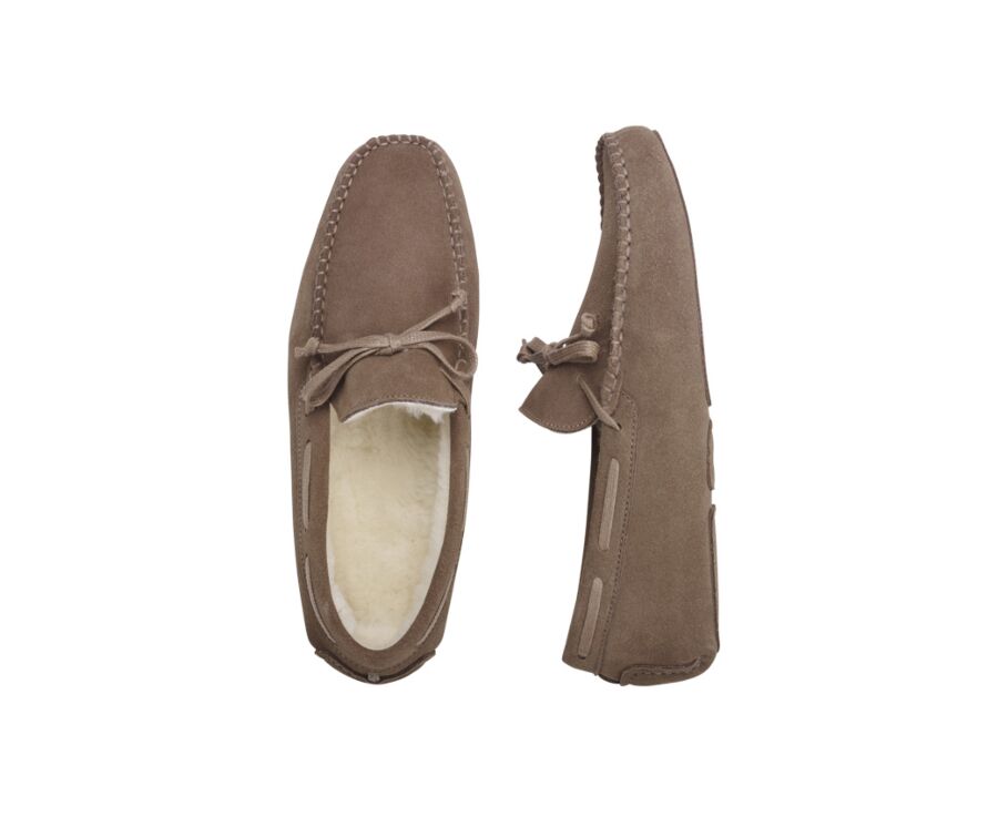 Chaussons homme croûte de velours Taupe