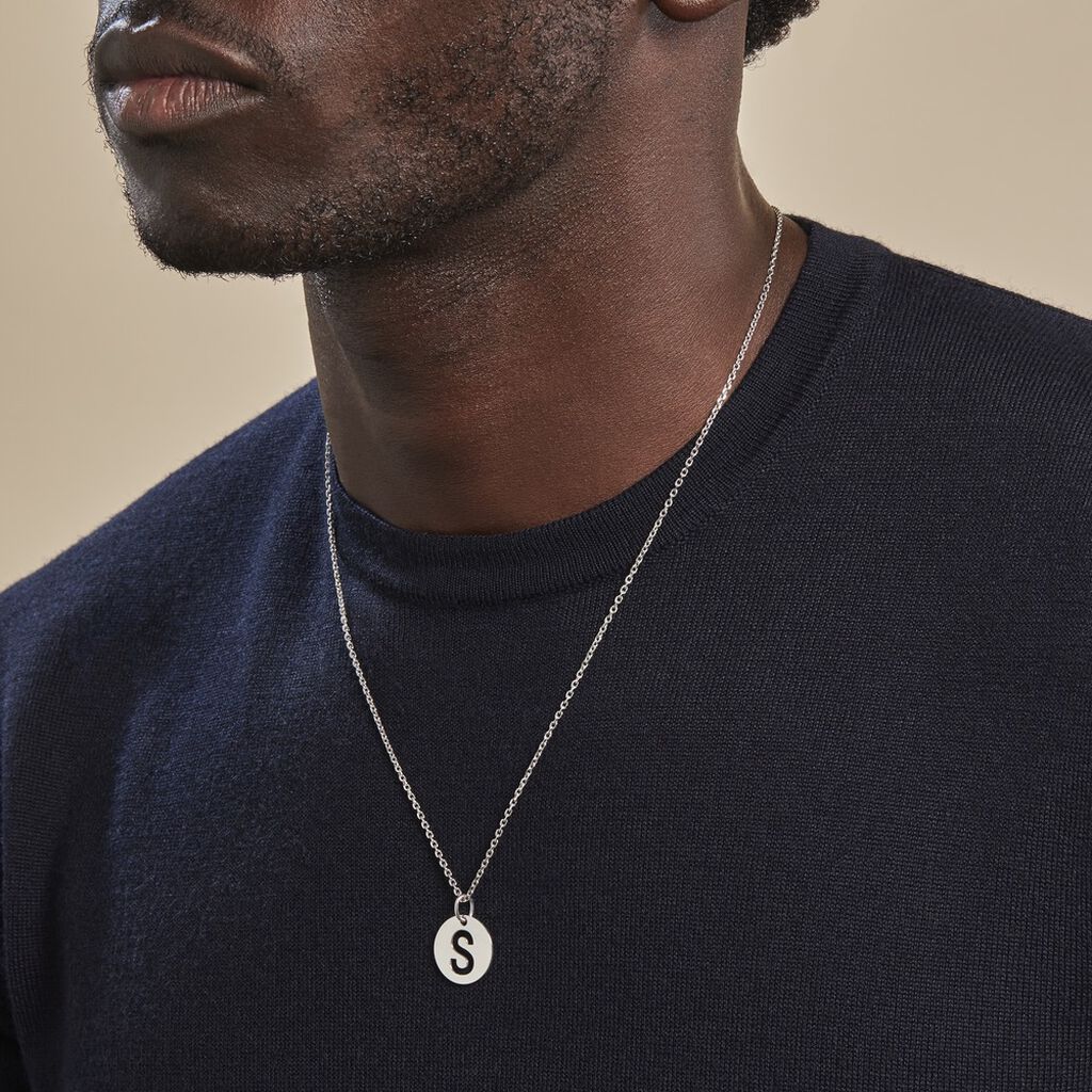 Pendentif Elio S Argent Blanc