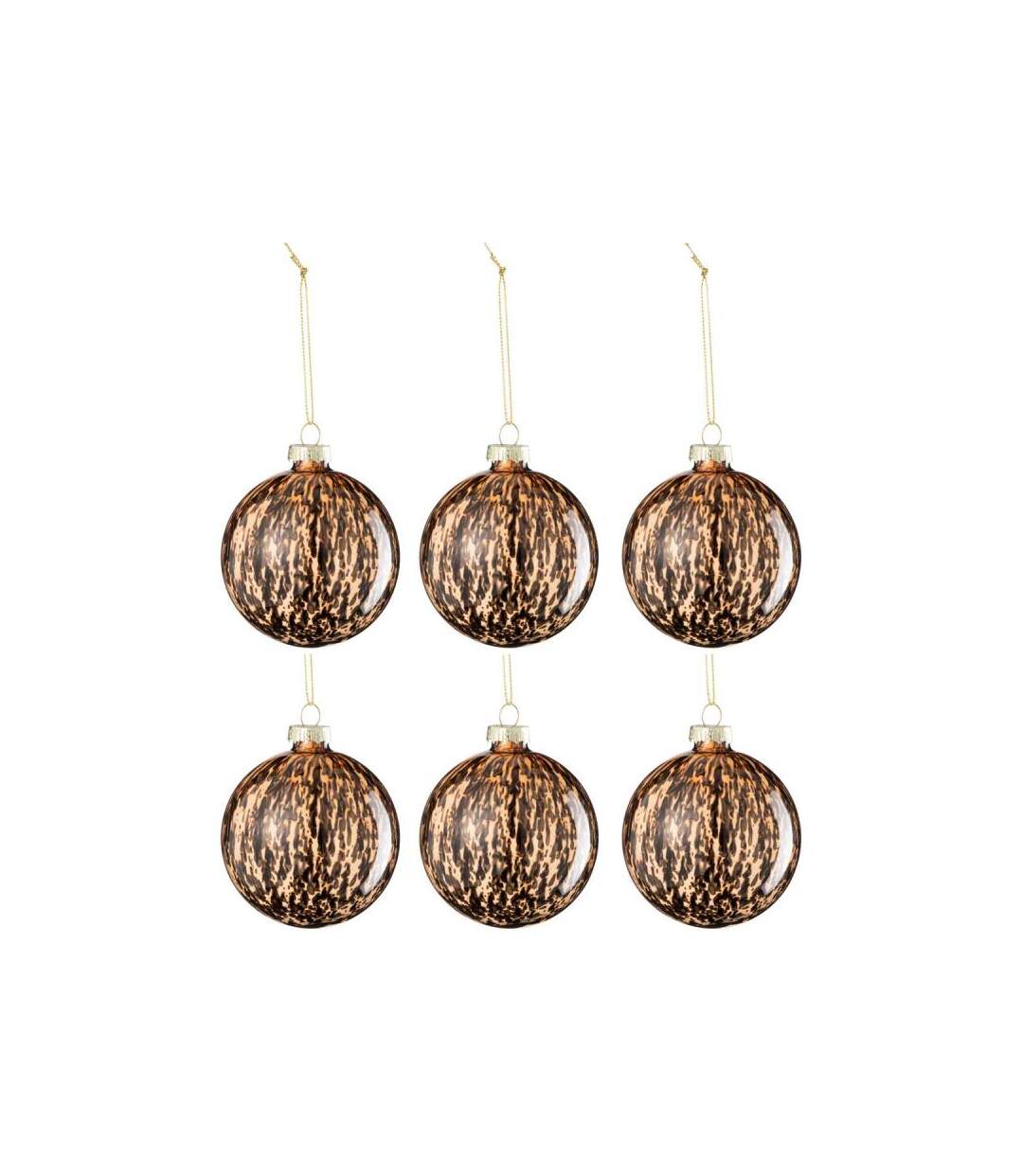 Paris Prix - Lot De 6 Boules De Noël tache 8cm Marron & Noir
