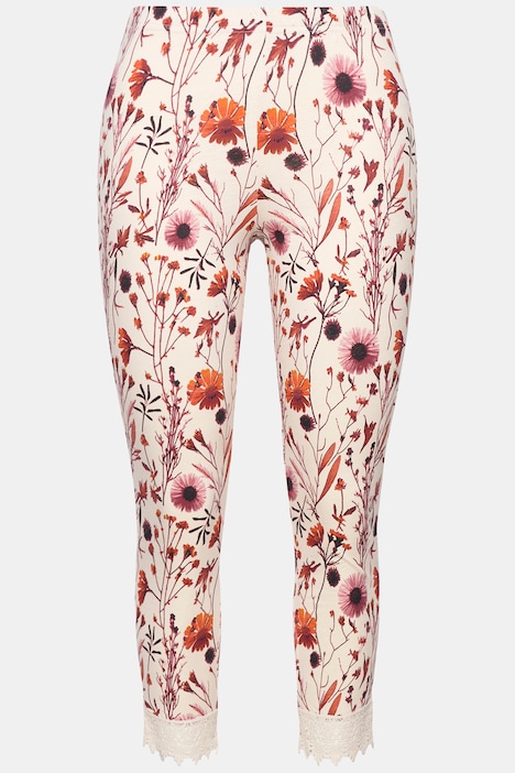 7/8-Leggings, Blüten, Spitze, Elastikbund, Biobaumwolle