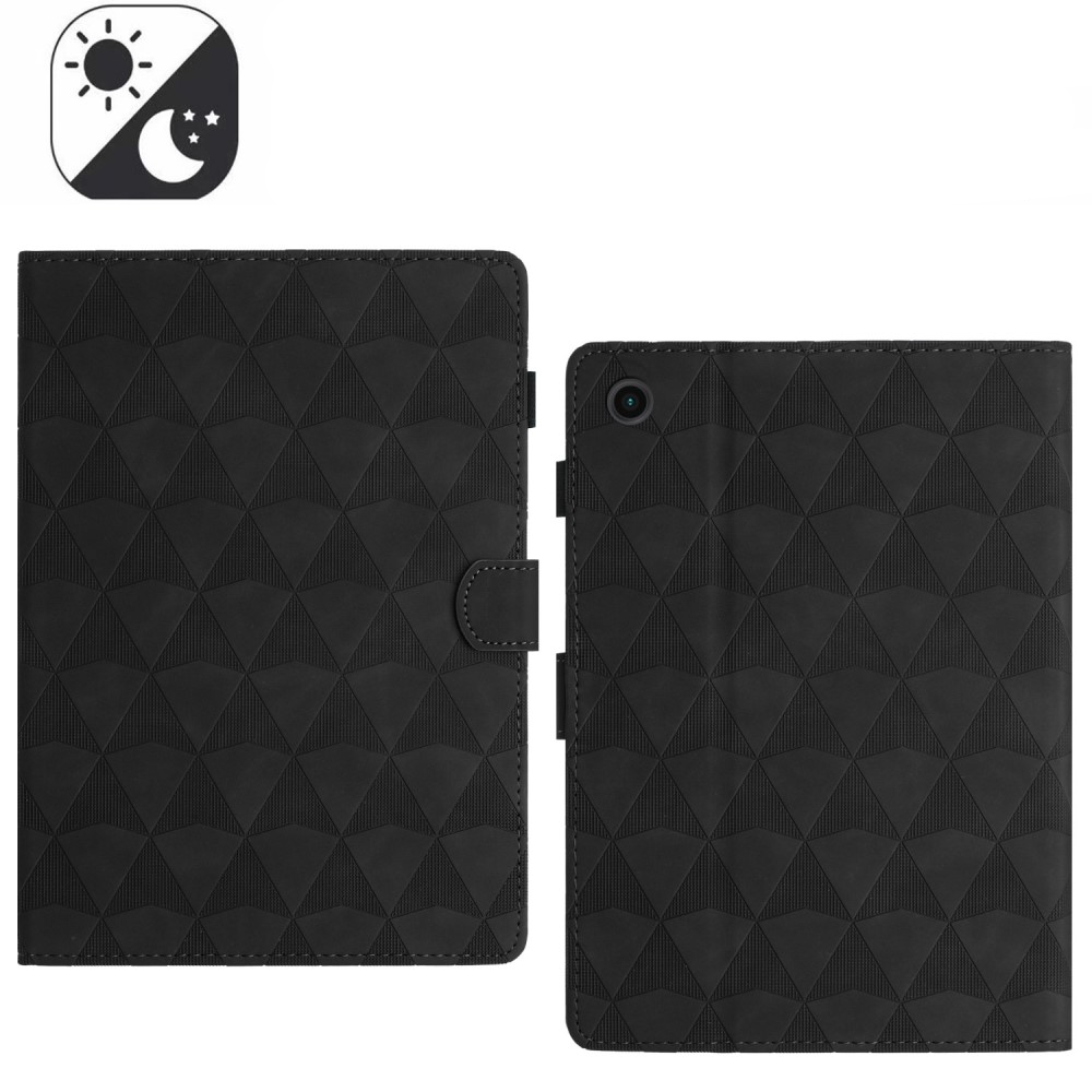 Samsung Galaxy Tab A11  Plus / A9  Plus Leder Tasche Flip Cover mit Magnetverschluss und Kartenfächern im Diamant Look - Schwarz