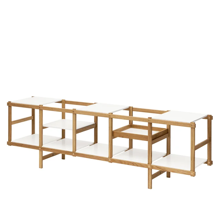 Design House Stockholm - Frame Regal low, 191,8 x 39 x 58 cm, Eiche / weiss