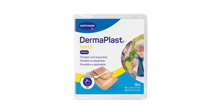 DermaPlast Pflaster Textil Centro Strip Hautfarbig Hautfarbiges Textil-Pflaster-Sortiment