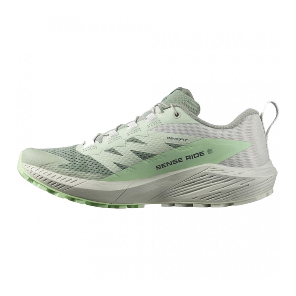 Salomon SENSE RIDE 5 W  - Chaussures trail Femme lily pad/metal/green ash