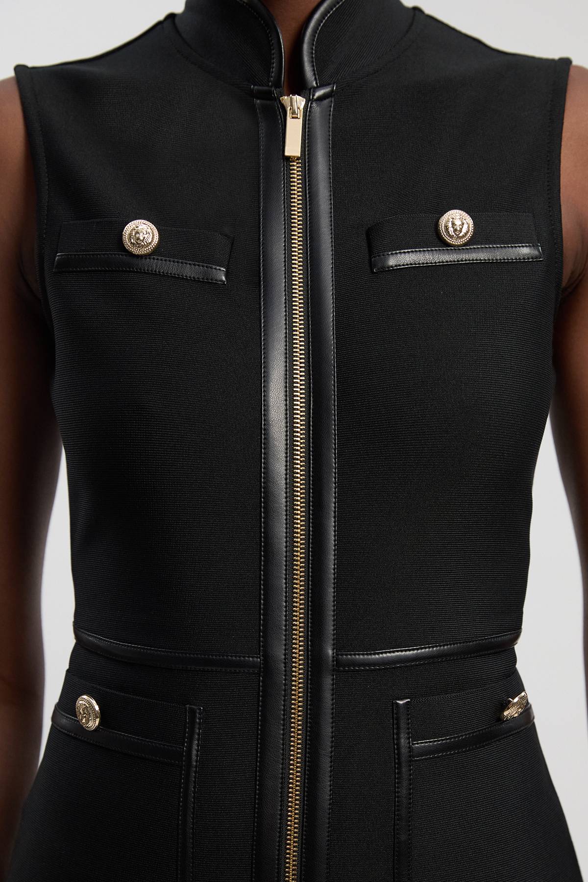 KarenMillen Robe Midi Bandage Militaire Sans Manches À Finitions Synthétique