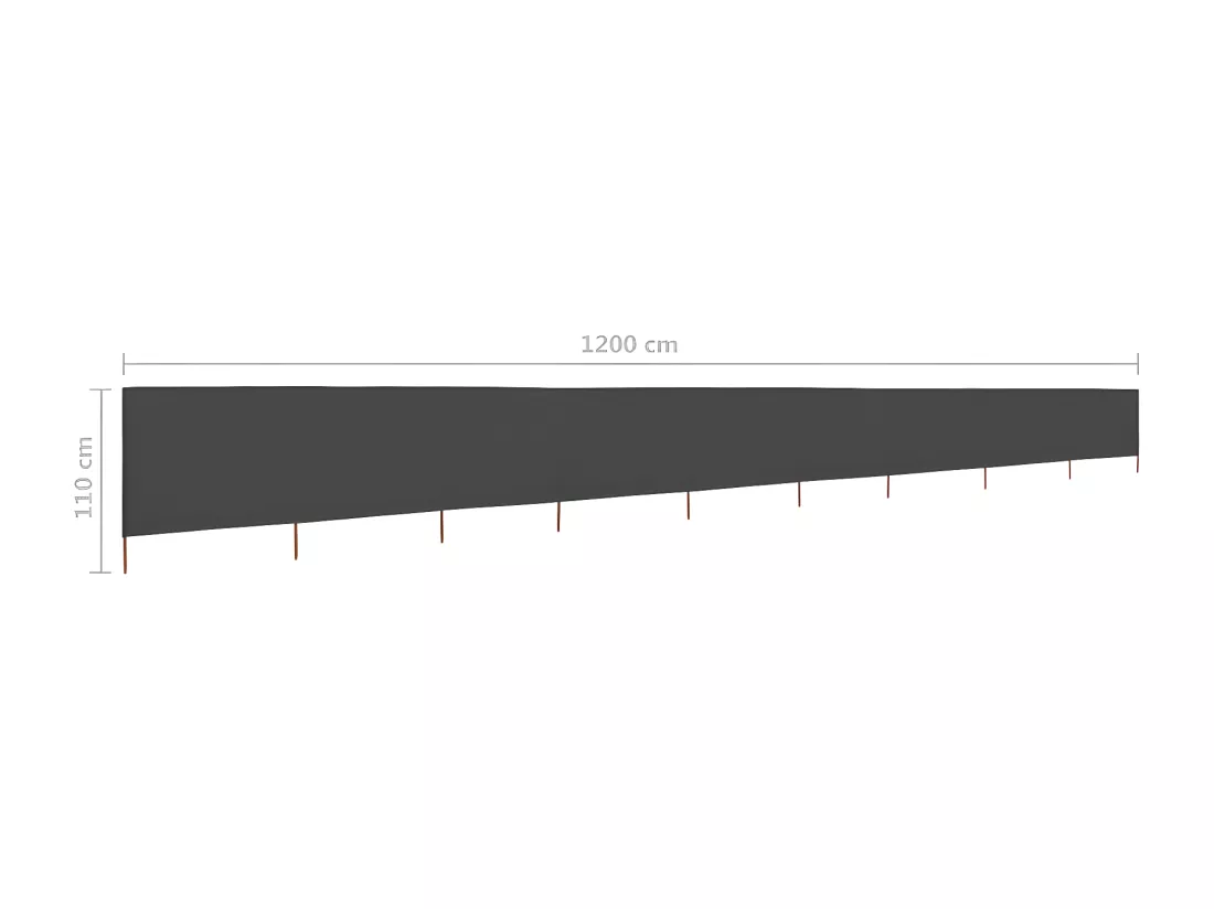 Paravent 9 panneaux Tissu 1200 x 80 cm Anthracite