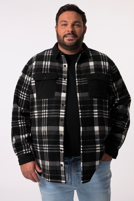 Men+ Karo-Fleeceovershirt, Langarm, Kentkragen, bis 8 XL