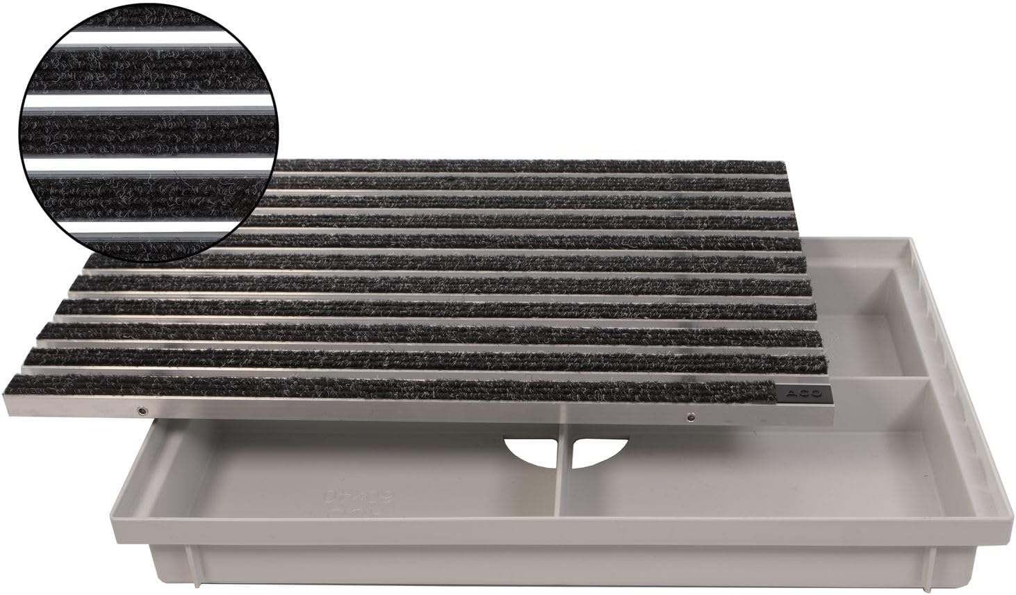 ACO 600x400mm Fußmatte Rips anthrazit mit Bodenwanne Vario Light Schuhabstreifer Abtreter