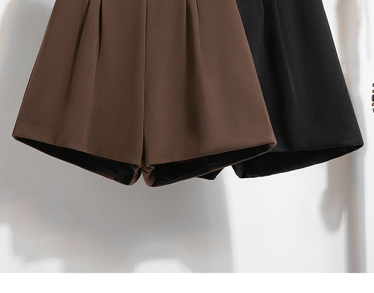 CULLIGEN - Hoge taille, effen, wijde pijpen shorts