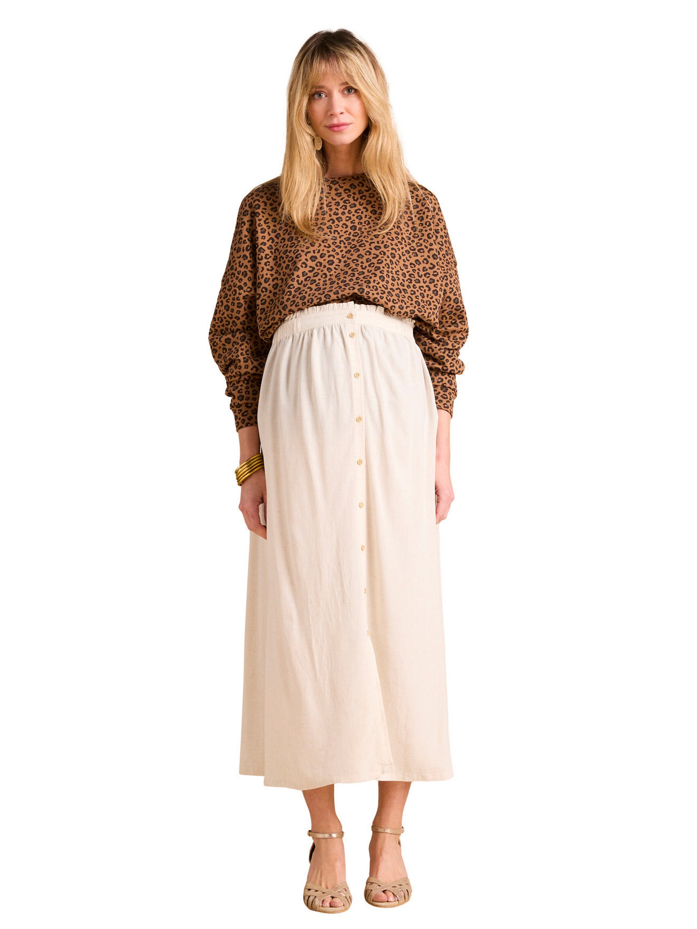 Envie de Fraise Langer Umstandsrock aus softem Leinenmix beige
