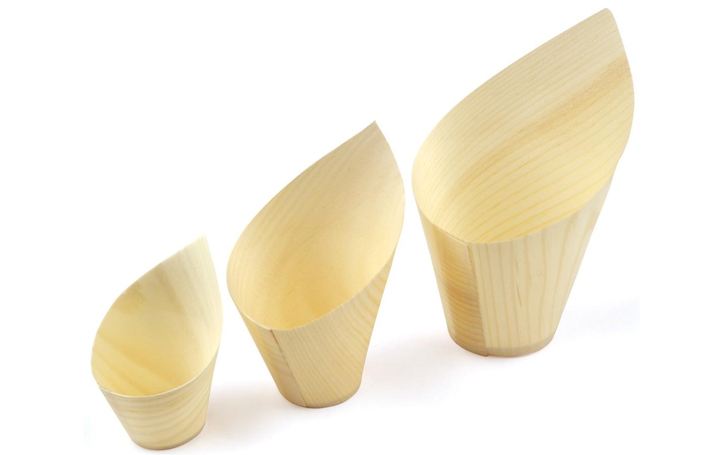 Fingerfood-Schale Oblique Ø 3.2 cm, 50 StückEinwegschalen aus FSC Holz