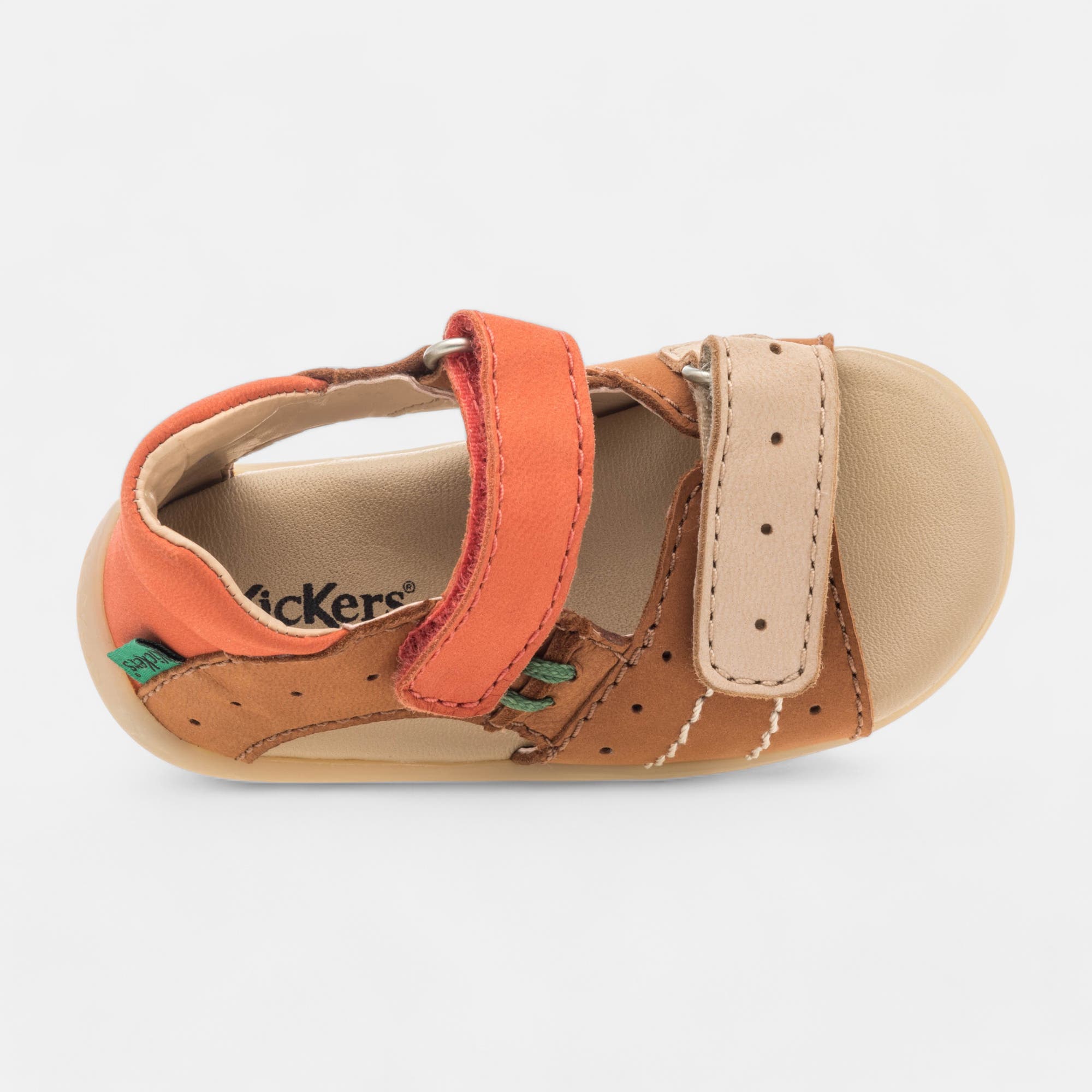 Nu-pieds Bébé garçon en cuir cognac