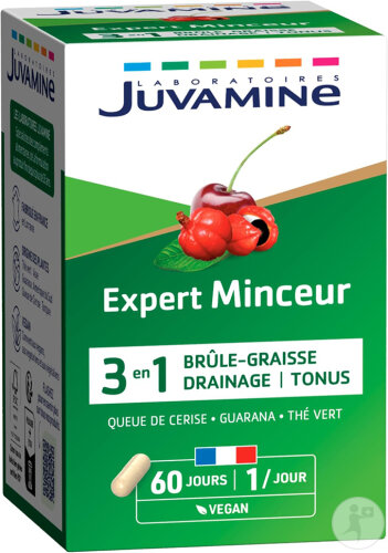 Juvamine Expert'Nature Minceur Queue De Cerise-Guarana-Thé Vert 60 Gélules Végétales