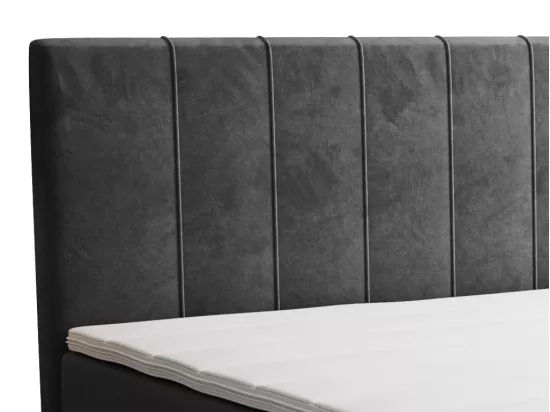 Ensemble complet boxspring tête de lit + sommier + matelas + surmatelas - 160 x 200 cm - Velours - Anthracite - HIDA de YSMÉE
