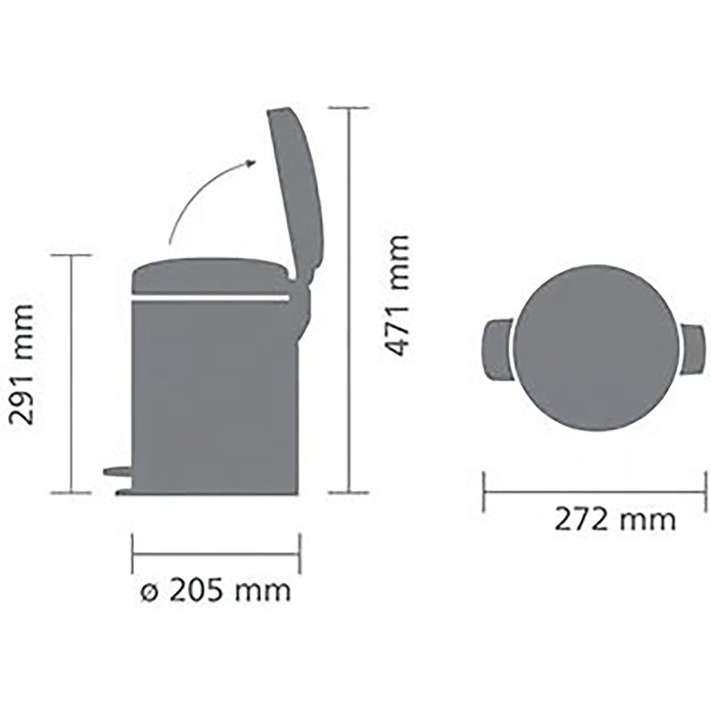Poubelle 5 litres ronde à pédale Brabantia NewIcon