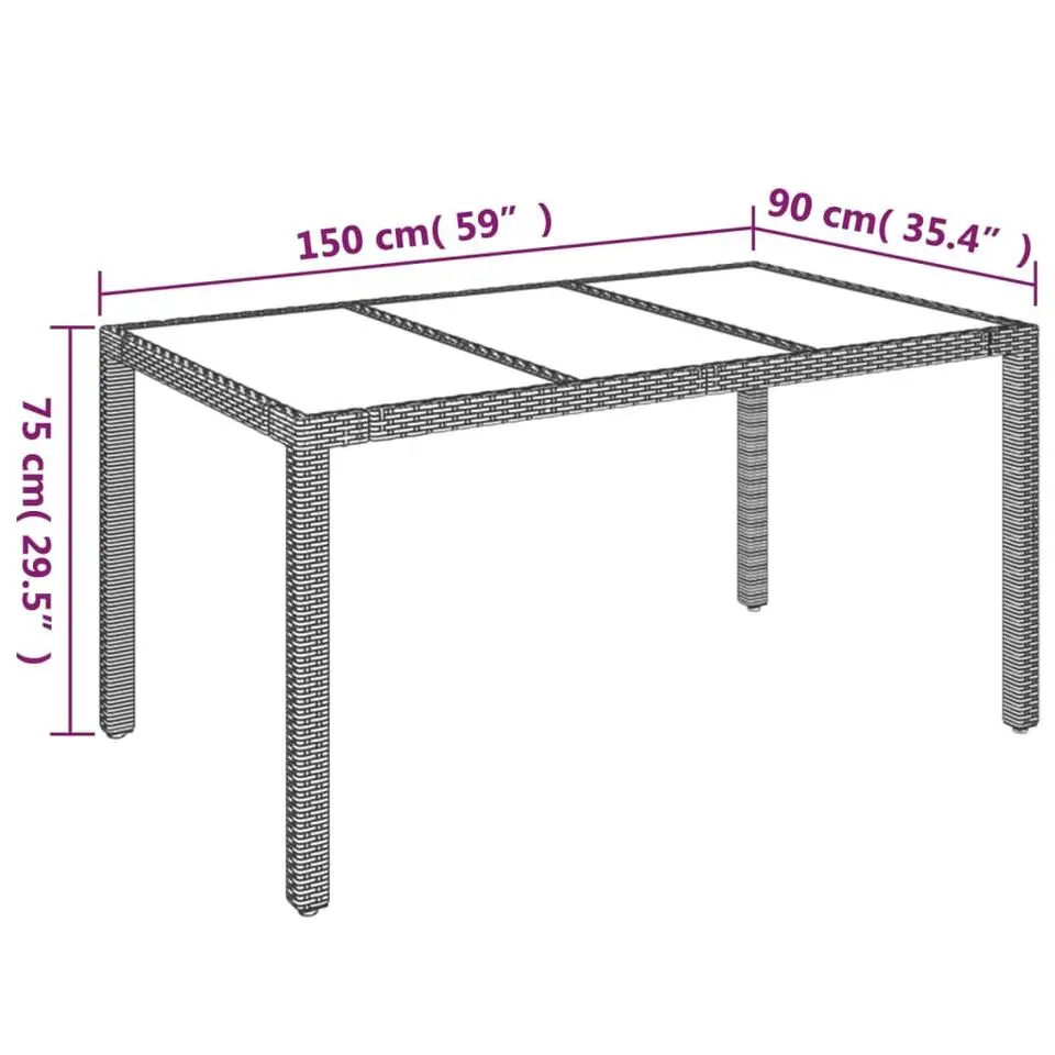 vidaXL - Tuinset - Grijs - Poly rattan - 150 cm - 5 stuks - Met kussens
