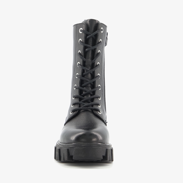 Groot leren meisjes veterboots met chunky zool