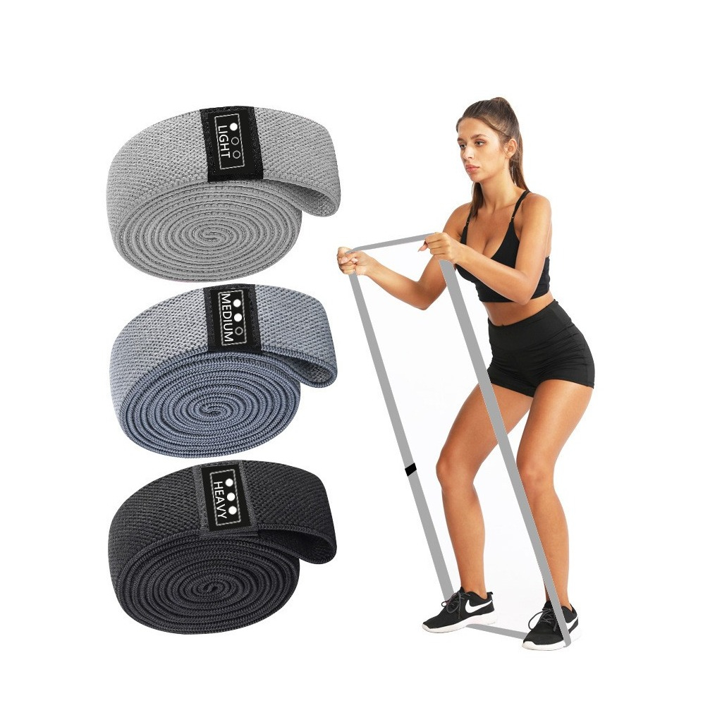 (3er Set) Stoff Fitness Übungsbänder / Widerstandsbänder / Gymnastikbänder für Training / Yoga / Pilates - Grau